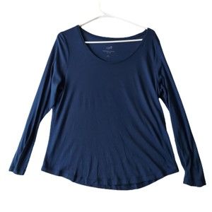 J. Jill Whisper Weight Scoopneck Blue Pima Cotton Blend T-shirt Women's Sz MP